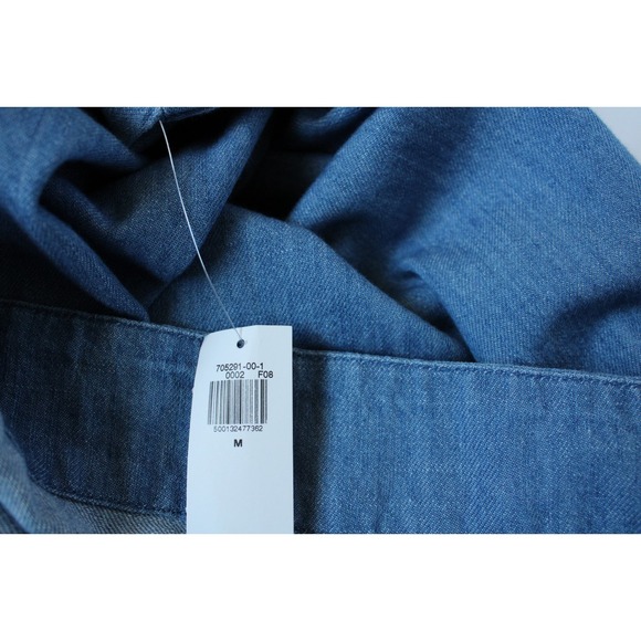 Old Navy Womens Blue Denim Shift Shirt Dress Button Up Knee Length 100% Cotton M - Picture 10 of 10